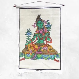 Tenture bouddhiste en coton épais Tara Verte 52 x 82 cm - Tentures bouddhistes