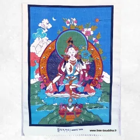 Tenture bouddhiste Tara Blanche coton épais 52 x 82 cm - Tentures bouddhistes