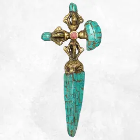 Phurba tibétain double dorje kartika en pierres - Objets rituels bouddhistes