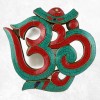 Om tibétain mural en bois et pierres naturelles