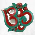 Om tibétain mural en bois et pierres naturelles - Décoration tibétaine