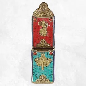 Porte-stylos tibétain métal et pierres - Décoration tibétaine