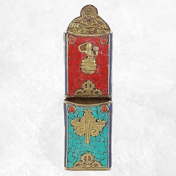 Porte-stylos tibétain métal et pierres