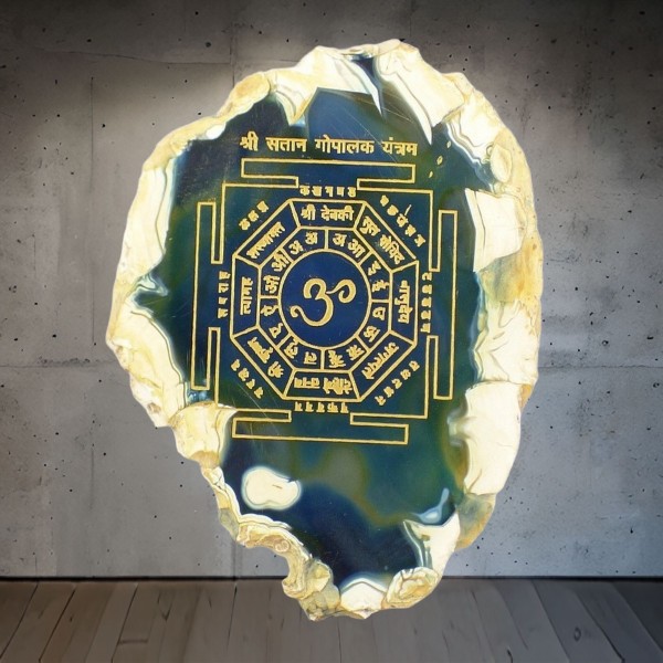 Décoration bouddhiste Mandala sur Agate naturelle