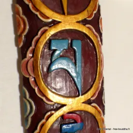Sculpture bouddhiste verticale Om mani pedme houm - Décoration tibétaine
