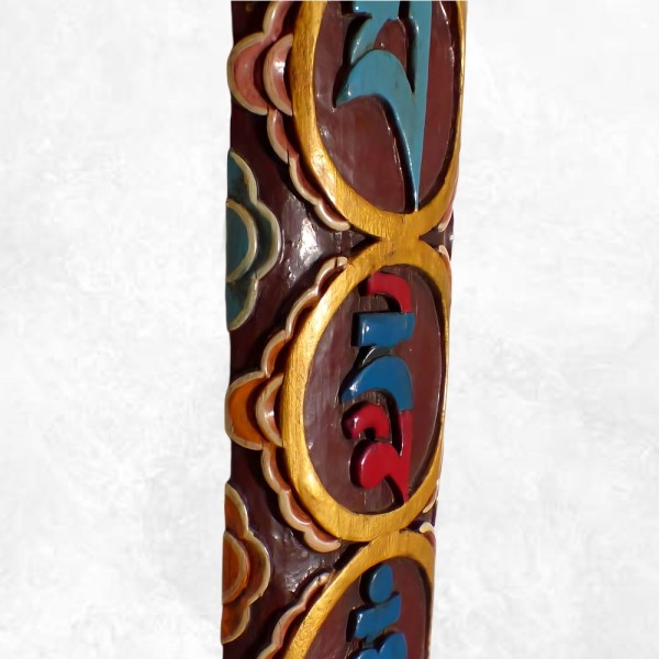 Sculpture bouddhiste verticale Om mani pedme houm Décoration tibétaine TABB5