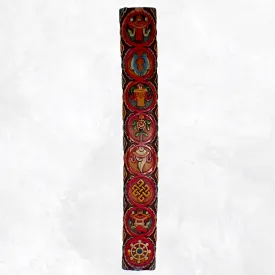 Sculpture bouddhiste verticale 8 signes auspicieux 90 cm - Décoration tibétaine