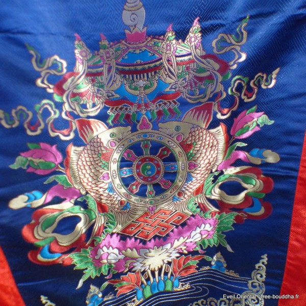 Rare tenture bhoutanaise en soie Kalachakra 