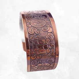 Large bracelet tibetain en cuivre 8 signes auspicieux - Bracelets tibétains bouddhistes