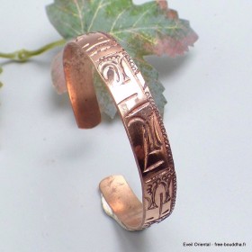 Bracelet tibétain en Cuivre orné du mantra de Chenrezi sanskrit