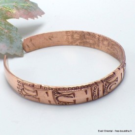 Bracelet tibétain en Cuivre orné du mantra de Chenrezi sanskrit 