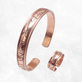 Bague tibétaine cuivre + bracelet mantra - Bijoux en Cuivre