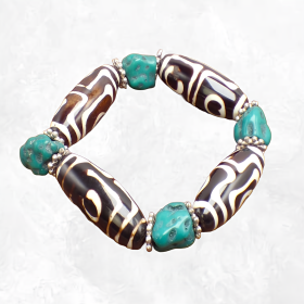 Bracelet tibétain grosses perles de Dzi Bracelets tibétains bouddhistes BRTIB3