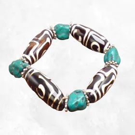 Bracelet tibétain grosses perles de Dzi - Bracelets tibétains bouddhistes