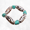 Bracelet tibétain grosses perles de Dzi Bracelets tibétains bouddhistes BRTIB3