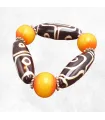 Gros Bracelet tibétain perles de Dzi ambre - Bracelets tibétains bouddhistes