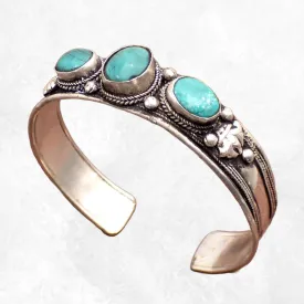 Bracelet tibétain 3 turquoises fantaisie - Bracelets tibétains bouddhistes