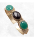 Bracelet tibétain Onyx noir et 2 onyx verts