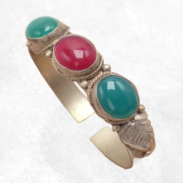 Bracelet tibétain Onyx vert Cornaline