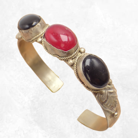 Bracelet tibétain Onyx noir Cornaline