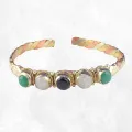 Bracelet tibétain 5 pierres Onyx Pierre de lune - Bracelets tibétains bouddhistes