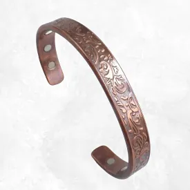 Bracelet magnétique 6 aimants motif floral - Bracelet Magnétique en Cuivre