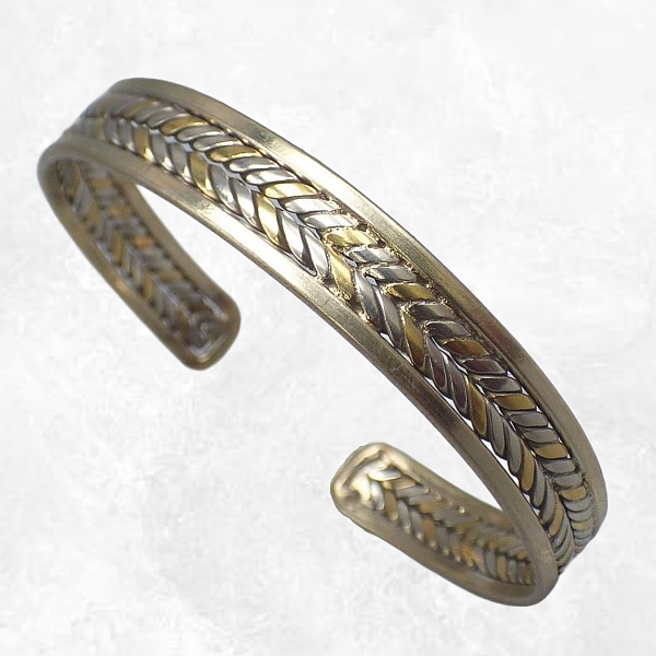Bracelet tibétain 2 torsades cuivre et laiton