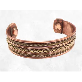Bracelet tibétain magnétique cuivre et laiton - Bracelet Magnétique en Cuivre