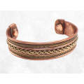Bracelet magnétique en cuivre et laiton, ajustable et fait main.