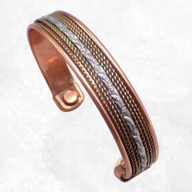 Bracelet Magnétique en cuivre motif argenté