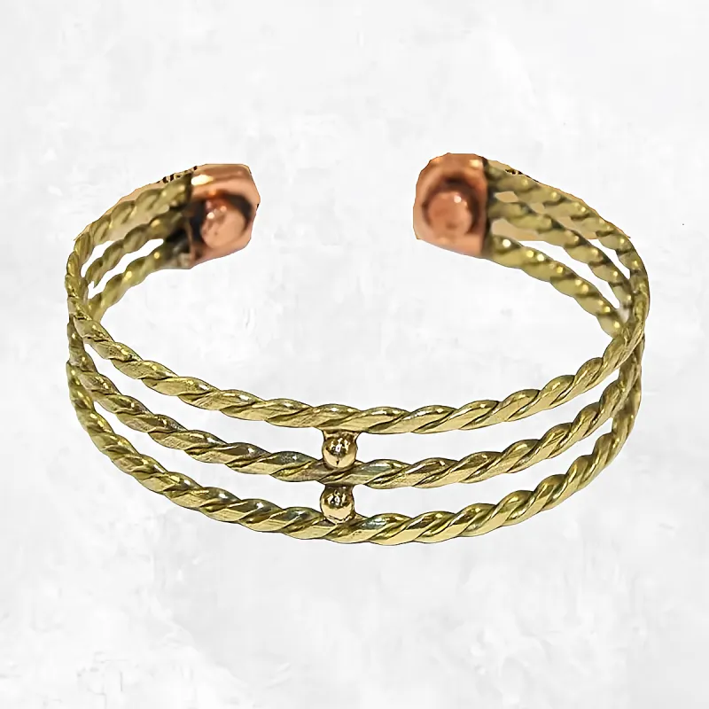 Bracelet magnétique laiton et cuivre avec aimants - Bracelet Magnétique en Cuivre