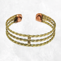 Bracelet magnétique 3 tresses laiton cuivre – Ajustable Inde