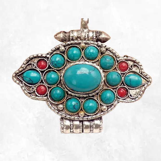 Pendentif Bouddhiste Ghau poison pierres fantaisie - Pendentifs tibétains bouddhistes