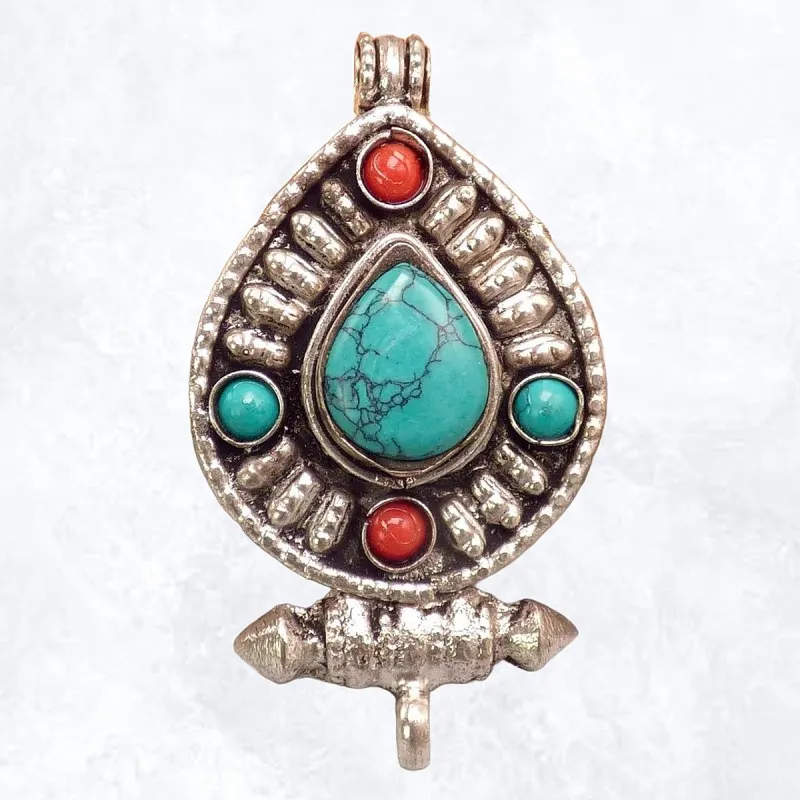 Pendentif Bouddhiste Ghau poison forme goutte - Pendentifs tibétains bouddhistes