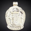 Pendentif tibétain Kalachakra métal blanc Bijoux tibetains bouddhistes BHP27
