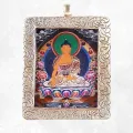 Pendentif tibétain amulette Tangka Bouddha Sakyamouni - Pendentifs tibétains bouddhistes