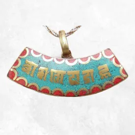 Pendentif tibétain Mantra de Chenrezi incurvé - Pendentifs tibétains bouddhistes