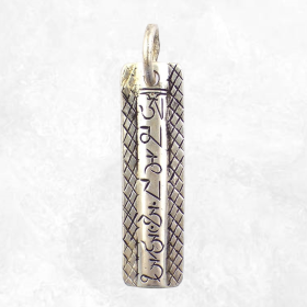 Pendentif bouddhiste Mantra de Chenrezi en métal blanc