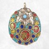 Grand pendentif tibétain bouddhiste os et métal Bijoux tibetains bouddhistes ref 30