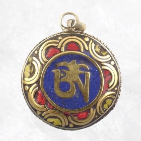 Pendentif orné du Om tibétain couleur lapis lazuli