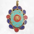 Pendentif bouddhiste OM TIBETAIN pierres fantaisie - Pendentifs tibétains bouddhistes