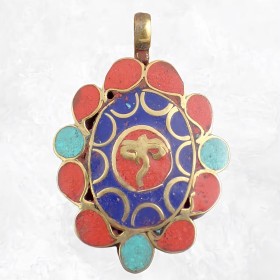 Pendentif tibétain laiton Yeux de Bouddha