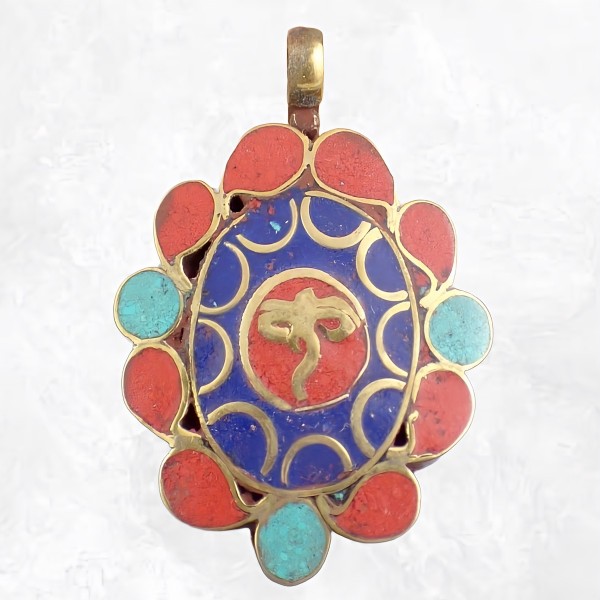 Pendentif tibétain laiton Yeux de Bouddha