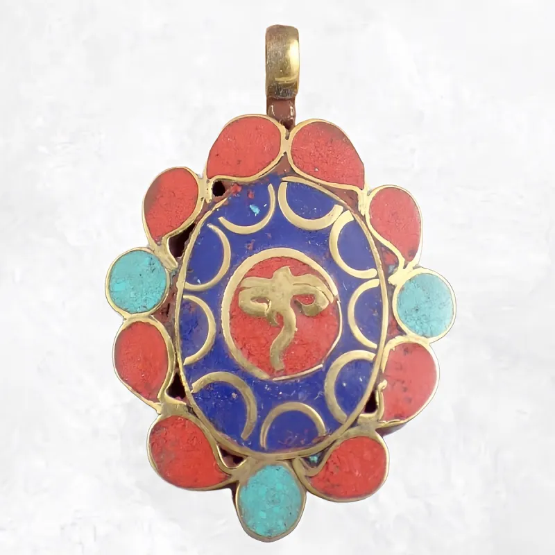Pendentif tibétain laiton Yeux de Bouddha - Pendentifs tibétains bouddhistes