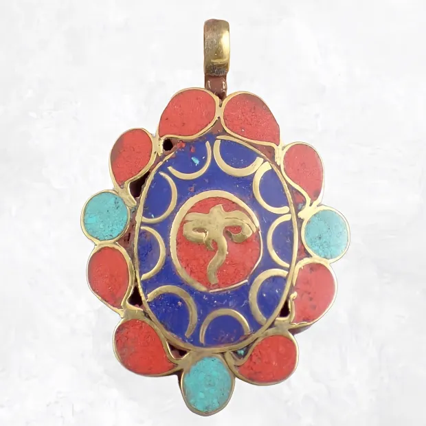 Pendentif tibétain laiton Yeux de Bouddha - Pendentifs tibétains bouddhistes