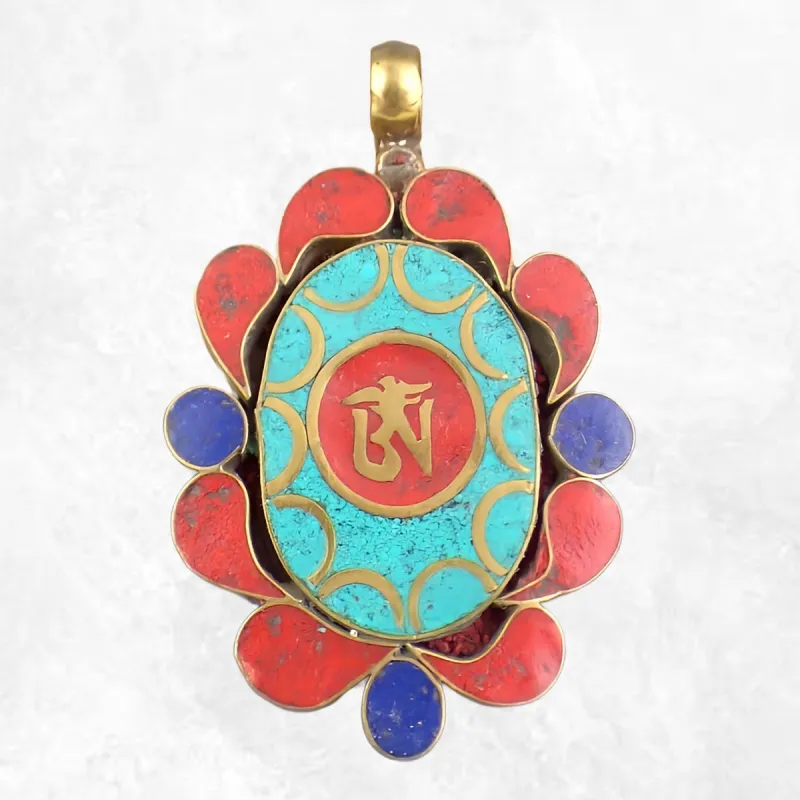 Pendentif tibétain bouddhiste Om tibétain laiton - Pendentifs tibétains bouddhistes