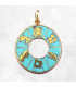Pendentif tibétain mantra bouddhiste sur turquoise