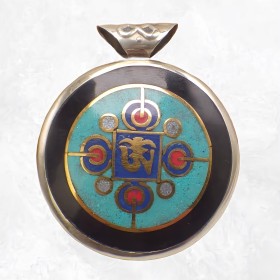 Bijou tibétain pendentif réversible double Dorjé
