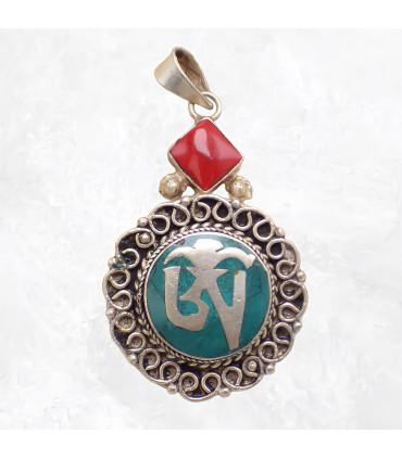 Bijou tibétain pendentif Om pierre fantaisie Bijoux tibetains bouddhistes BHP101.1