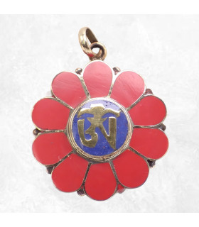 Bijou tibétain fleur imitation corail